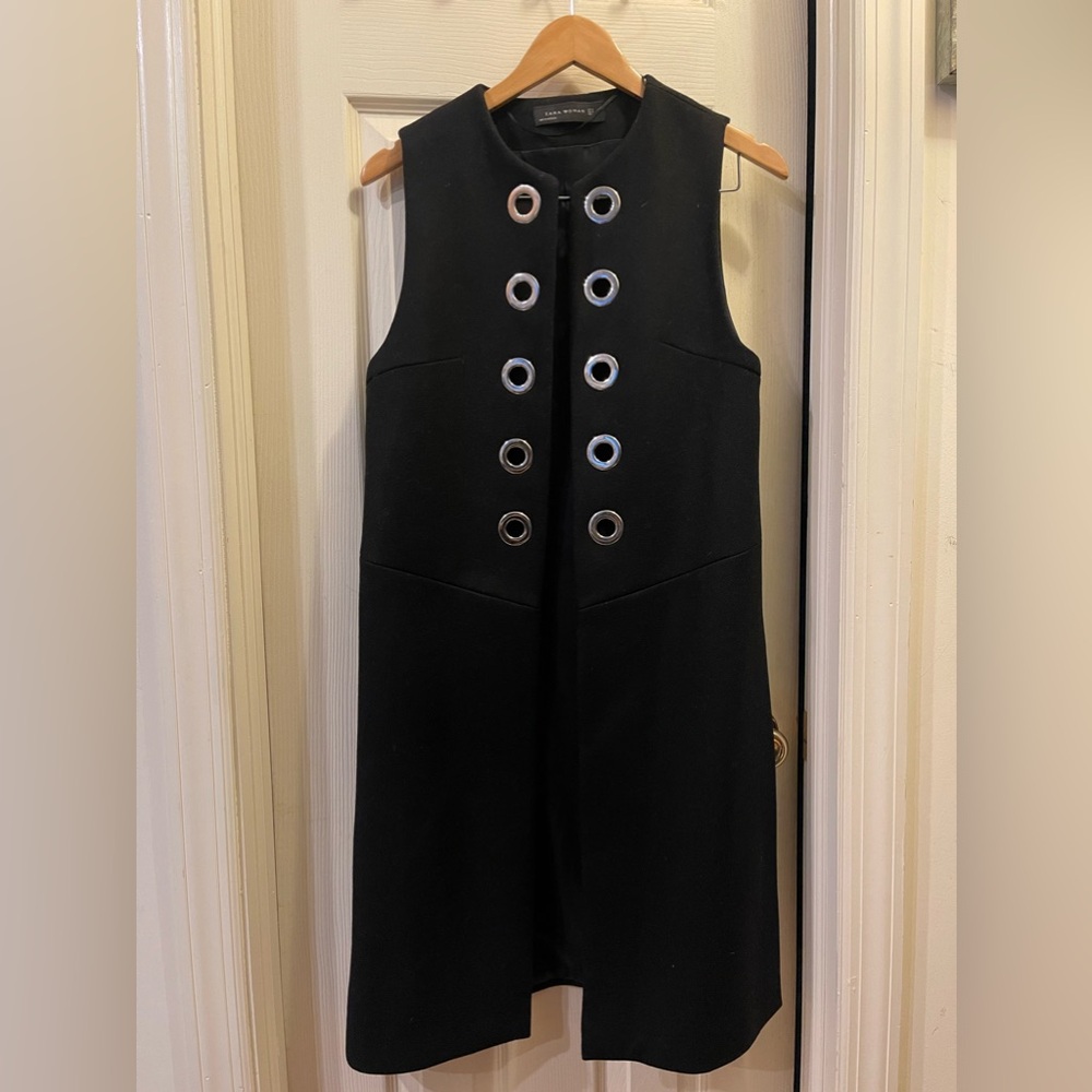Zara long black vest coat